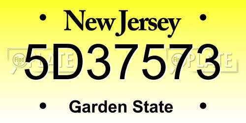 5D37573 New Jersey License Plate