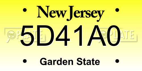 5D41A0 New Jersey License Plate