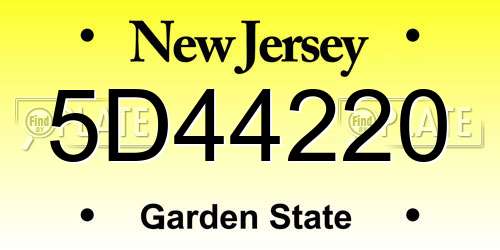 5D44220 New Jersey License Plate