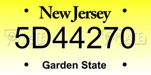 5D44270 New Jersey License Plate