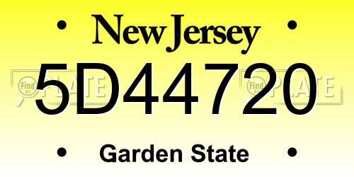 5D44720 New Jersey License Plate