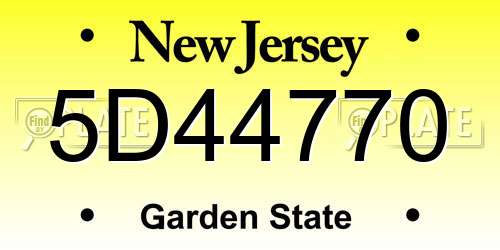 5D44770 New Jersey License Plate