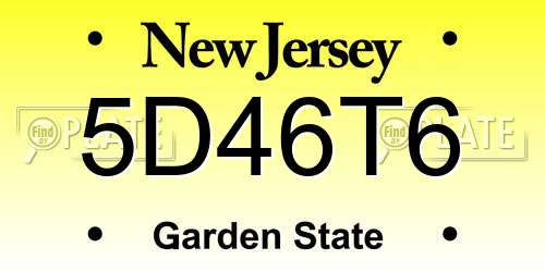 5D46T6 New Jersey License Plate
