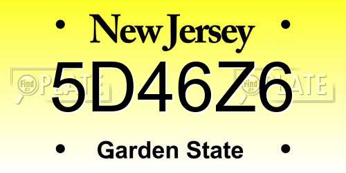 5D46Z6 New Jersey License Plate