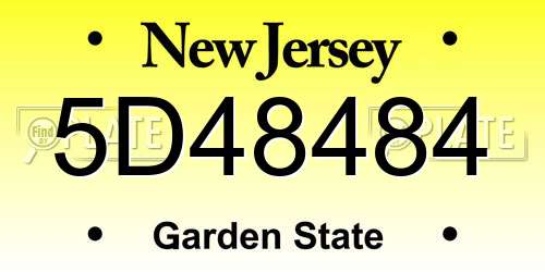 5D48484 New Jersey License Plate