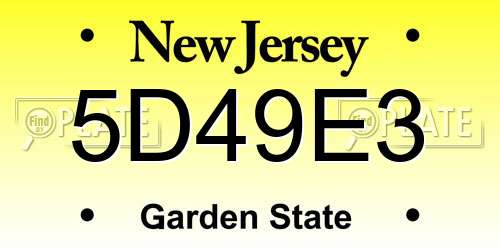 5D49E3 New Jersey License Plate