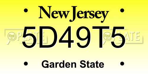 5D49T5 New Jersey License Plate
