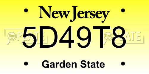 5D49T8 New Jersey License Plate