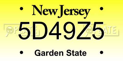 5D49Z5 New Jersey License Plate