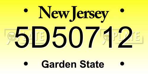 5D50712 New Jersey License Plate