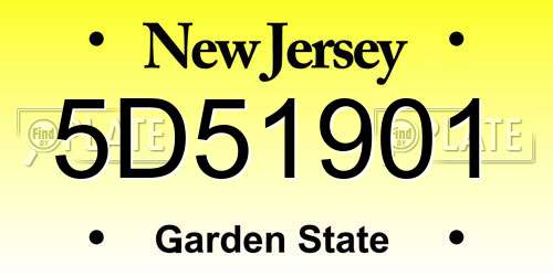 5D51901 New Jersey License Plate