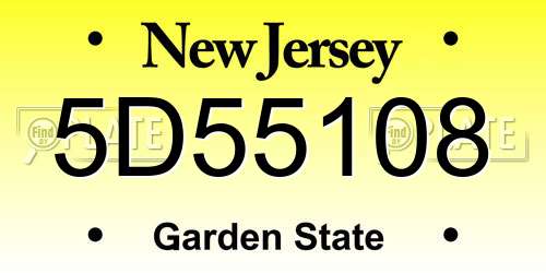 5D55108 New Jersey License Plate
