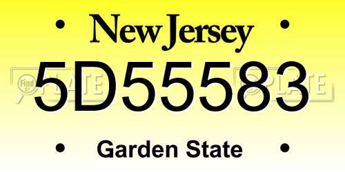 5D55583 New Jersey License Plate