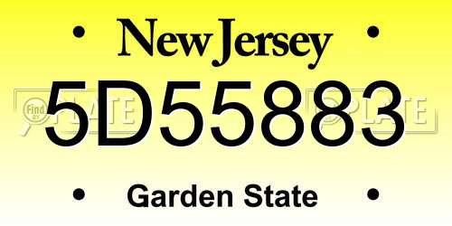 5D55883 New Jersey License Plate