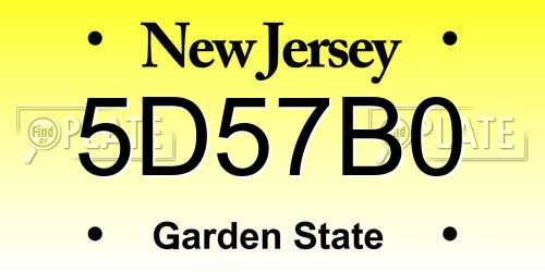 5D57B0 New Jersey License Plate