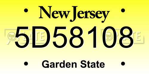 5D58108 New Jersey License Plate
