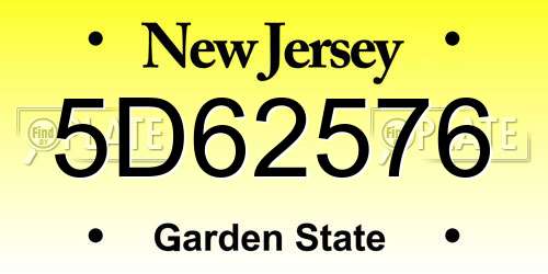 5D62576 New Jersey License Plate
