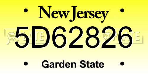 5D62826 New Jersey License Plate