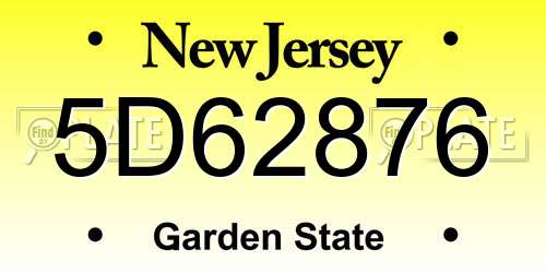 5D62876 New Jersey License Plate