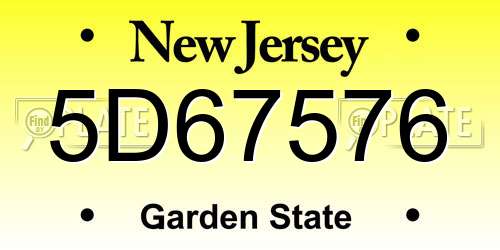 5D67576 New Jersey License Plate