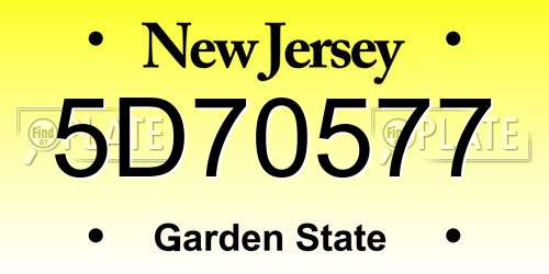 5D70577 New Jersey License Plate