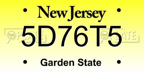 5D76T5 New Jersey License Plate