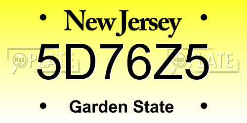 5D76Z5 New Jersey License Plate