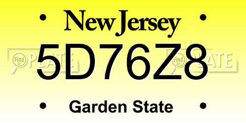 5D76Z8 New Jersey License Plate