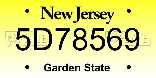 5D78569 New Jersey License Plate