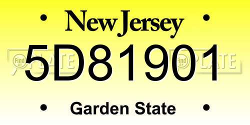 5D81901 New Jersey License Plate