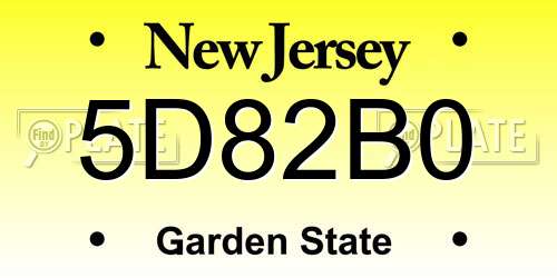 5D82B0 New Jersey License Plate