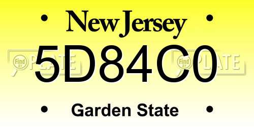 5D84C0 New Jersey License Plate