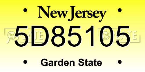 5D85105 New Jersey License Plate