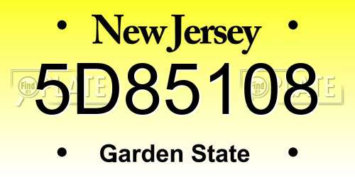 5D85108 New Jersey License Plate