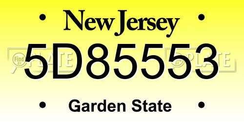 5D85553 New Jersey License Plate