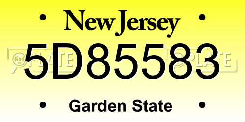 5D85583 New Jersey License Plate