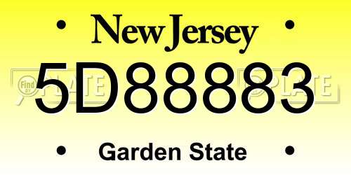 5D88883 New Jersey License Plate