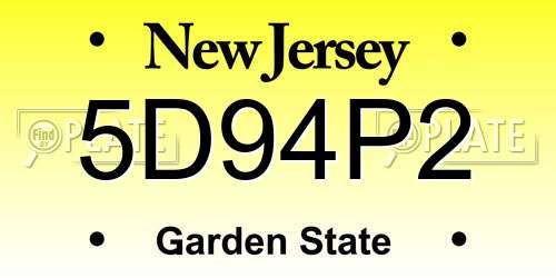 5D94P2 New Jersey License Plate