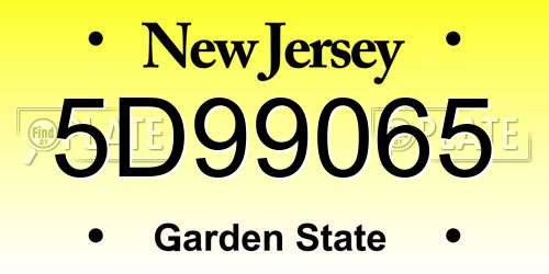 5D99065 New Jersey License Plate