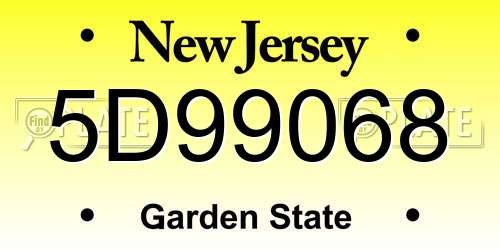 5D99068 New Jersey License Plate