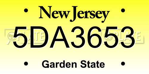 5DA3653 New Jersey License Plate