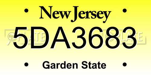 5DA3683 New Jersey License Plate
