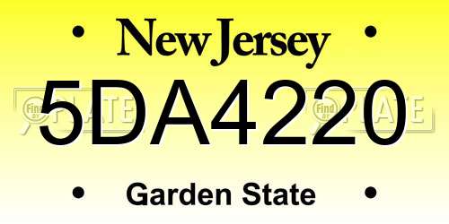 5DA4220 New Jersey License Plate