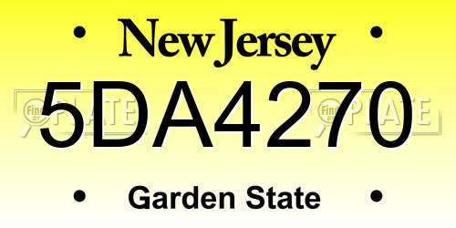 5DA4270 New Jersey License Plate