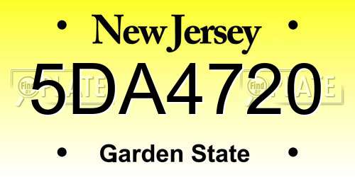 5DA4720 New Jersey License Plate