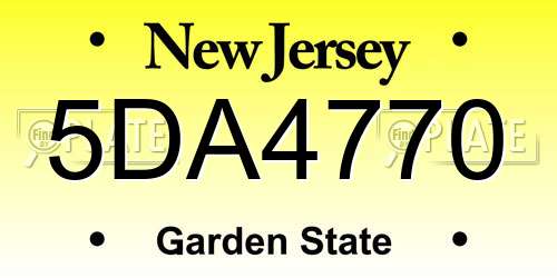 5DA4770 New Jersey License Plate