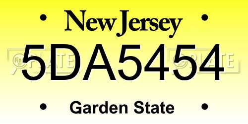 5DA5454 New Jersey License Plate