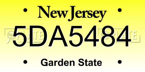 5DA5484 New Jersey License Plate