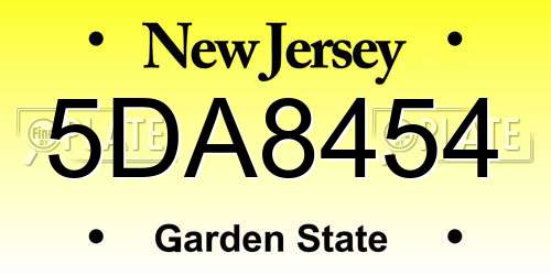 5DA8454 New Jersey License Plate