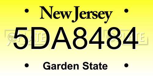 5DA8484 New Jersey License Plate